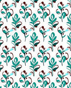 Abstract Teal Leaf Pattern Design Rug