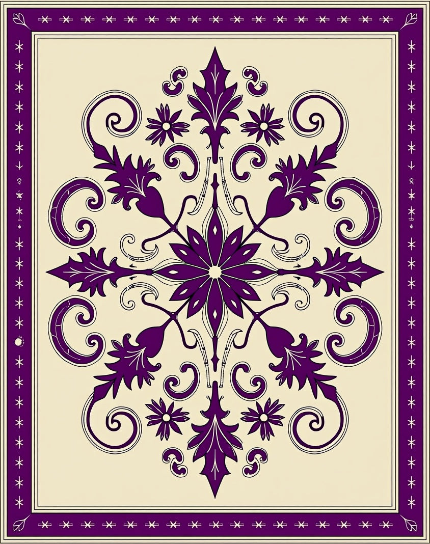 Floral Swirl Antique Plum Pattern Rug