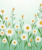 Daisies And Buds Garden Pattern Rug