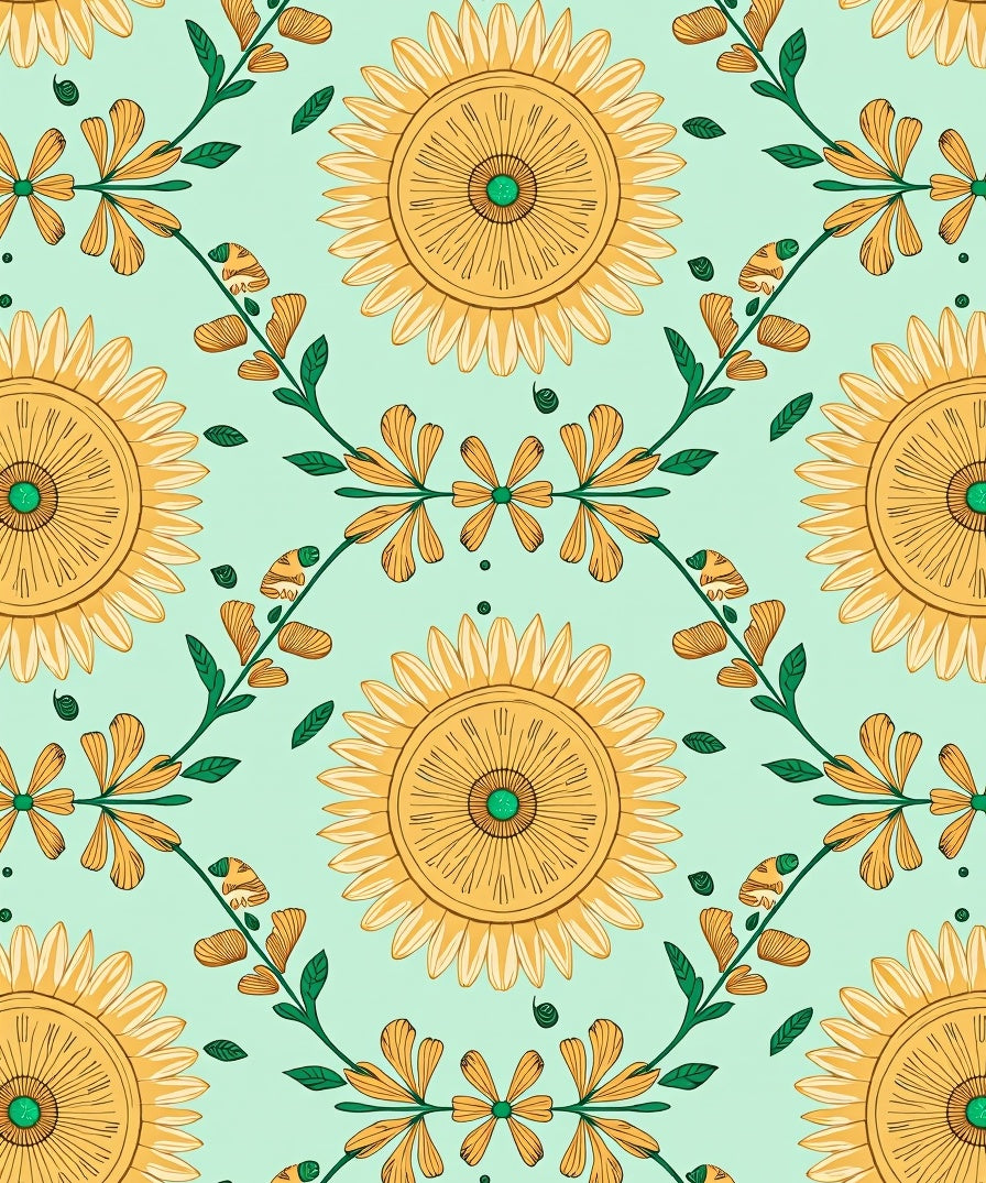 Golden Floral Vine Pattern Rug