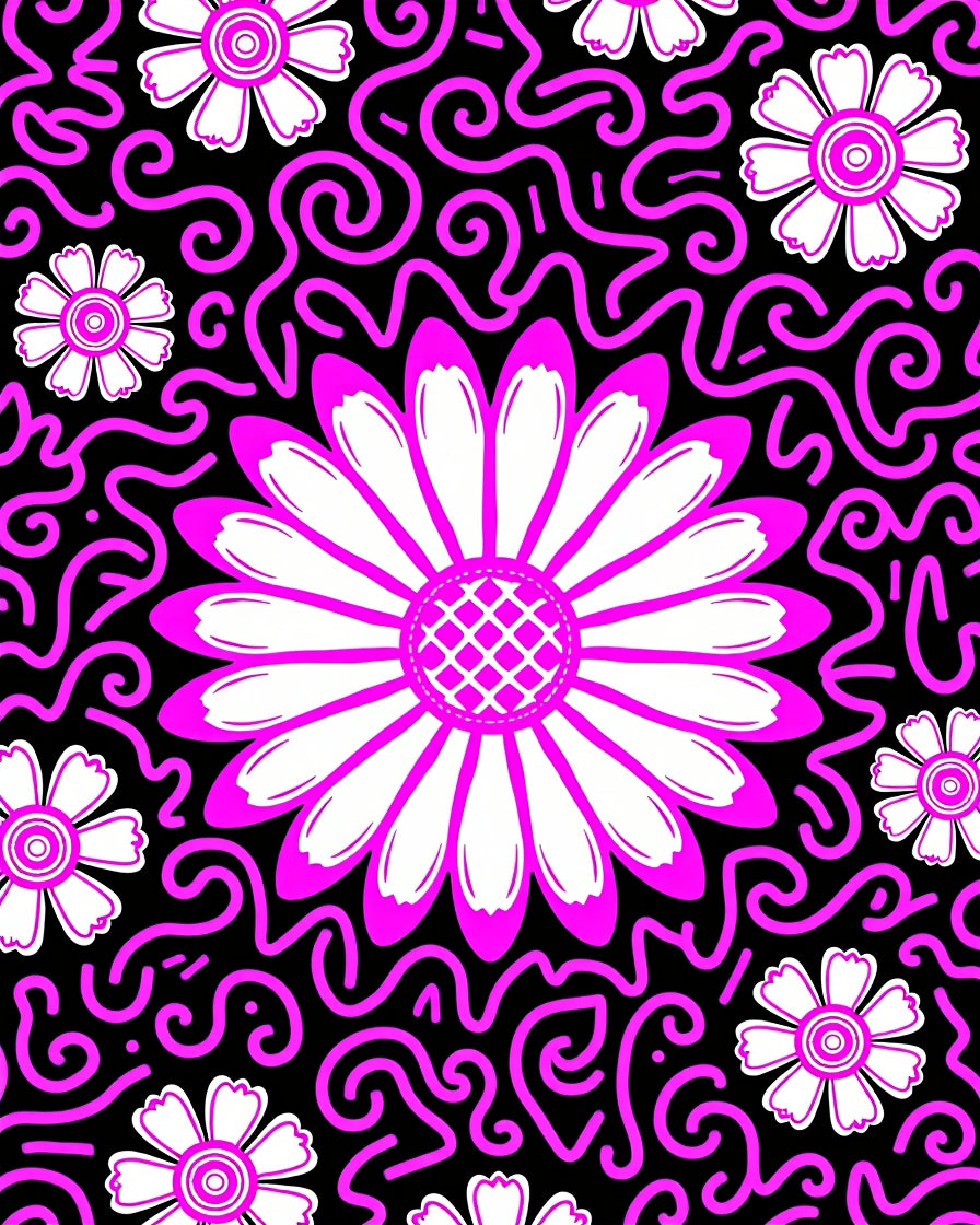 Bold Pink Floral Swirl Pattern Rug