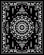 Chic Black White Floral Mandala Design Rug