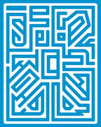 Modern Blue White Geometric Path Design Rug