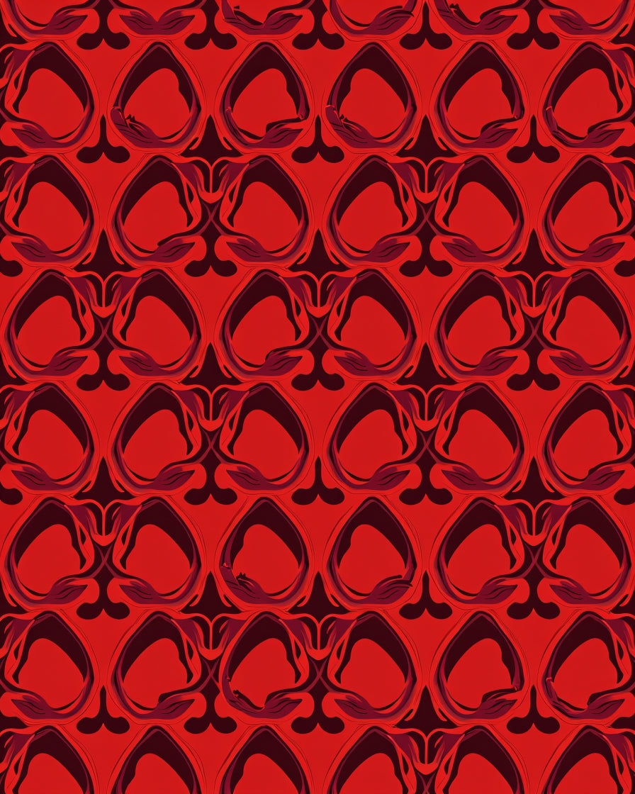 Crimson Abstract Floral Pattern Rug