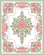 Pink Floral Garden Motif Rug