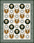 Taurus Heads Geometric Border Rug