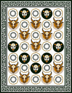 Taurus Heads Geometric Border Rug