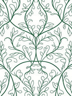 Elegant Green Vine Pattern Rug
