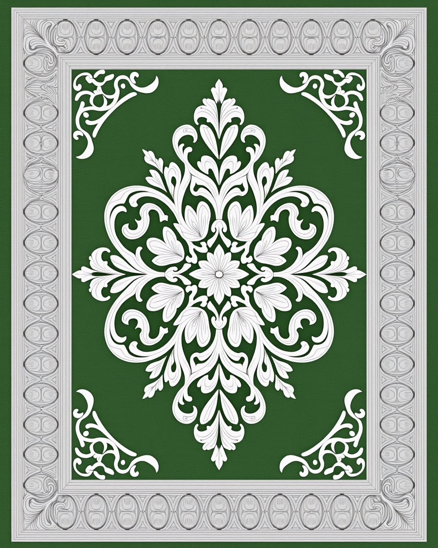 Ornate Floral Damask Accent Pattern Rug