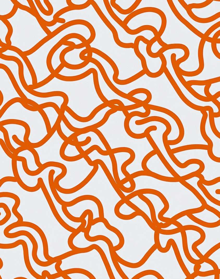 Abstract Orange Line Swirl Pattern Rug