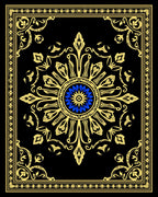 Ornate Floral Mandala Black Gold Rug