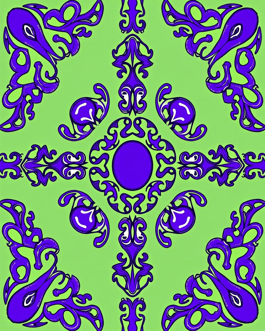 Vibrant Purple Abstract Swirl Pattern Rug