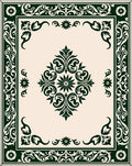 Elegant Dark Green Floral Medallion Design Rug
