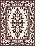 Classic Floral Scroll Frame Design Rug