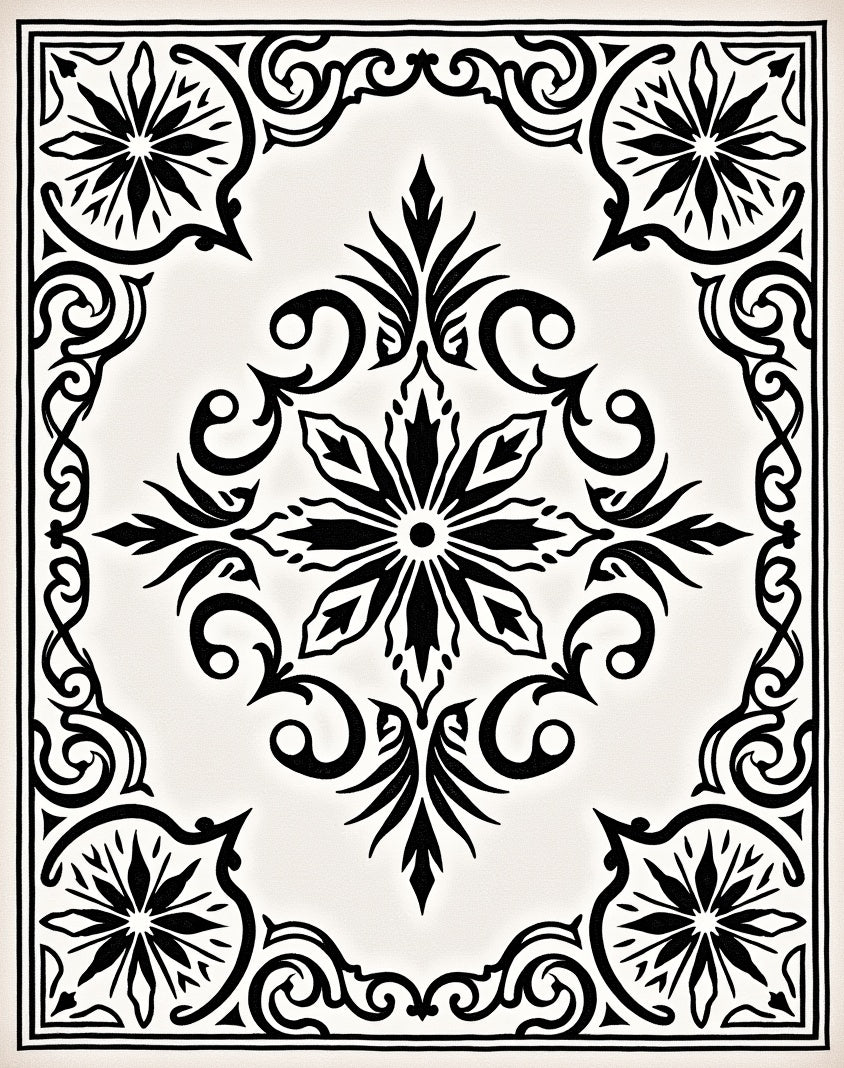 Vintage Floral Symmetry Pattern Rug