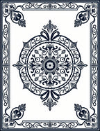 Classic Medallion Scroll Border Design Rug