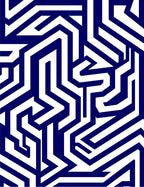 Bold White Navy Geometric Maze Design Rug
