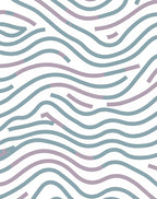 Wavy Teal Mauve Line Design Rug