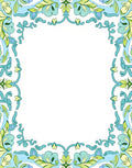 Ornate Floral Swirls Border Pattern Rug