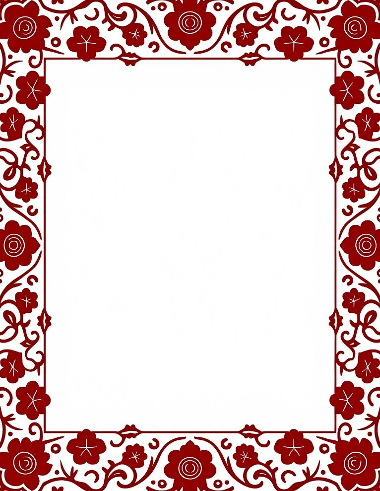 Bold Red Floral Vine Motif Rug