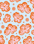 Groovy Orange Pink Floral Pattern Rug