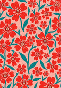 Red Floral Pattern with Teal Accents Rug