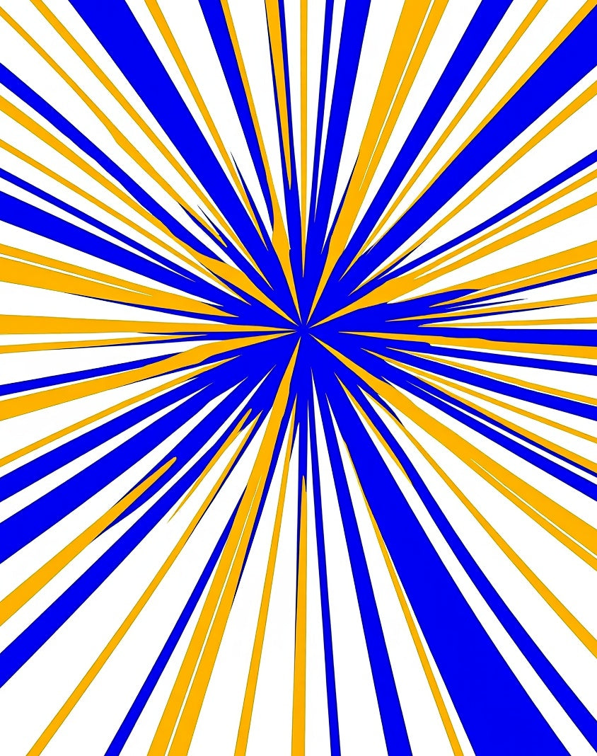 Bold Blue Yellow Starburst Pattern Rug