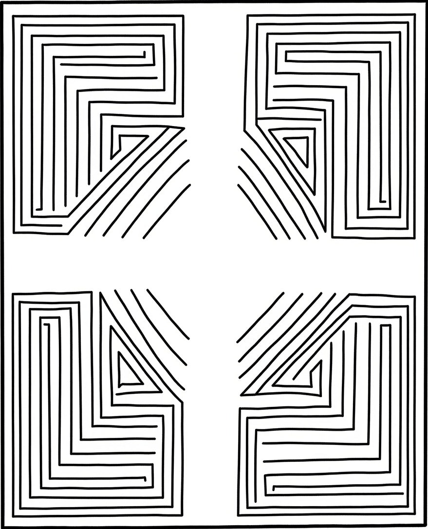 Abstract Linear Maze Design Rug