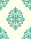 Elegant Teal Damask Pattern Rug