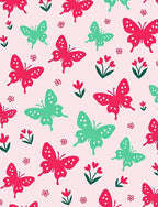Pink Garden Butterfly Pattern Design Rug
