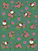 Pink Floral Snowman Medallion Rug