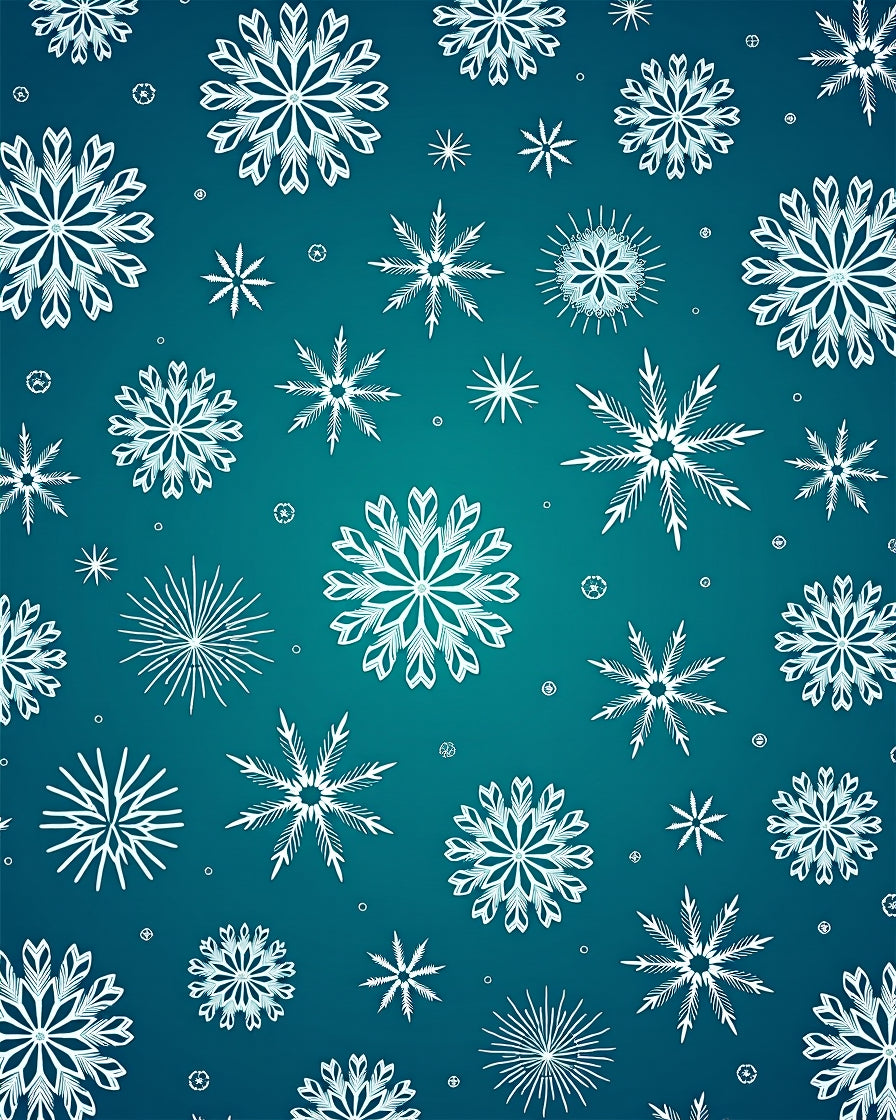 White Snowflake Winter Teal Gradient Rug