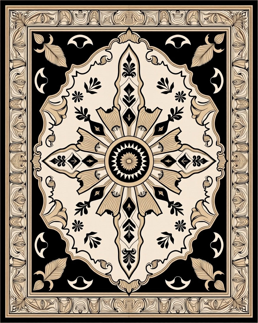 Classic Sun Floral Intricate Pattern Rug