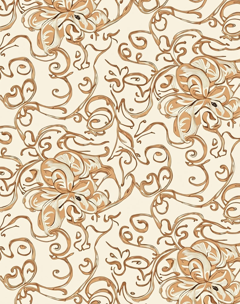 Elegant Floral Scrollwork In Beige Rug
