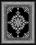 Intricate Black White Floral Border Rug