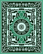 Mandala Geometric Medallion Vine Pattern Rug
