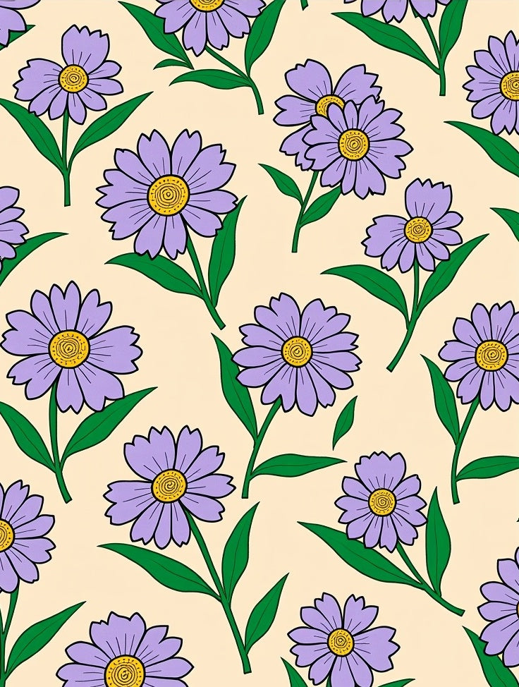Purple Daisy Delightful Floral Pattern Rug