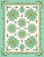 Mint Green Floral Arrangement Rug