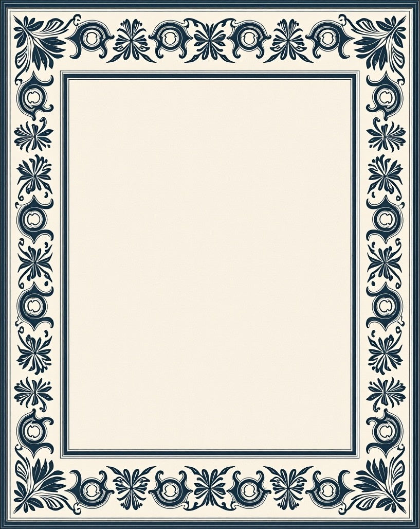 Ornate Floral Border Design Rug