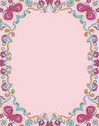 Whimsical Floral Swirl Border Pattern Rug