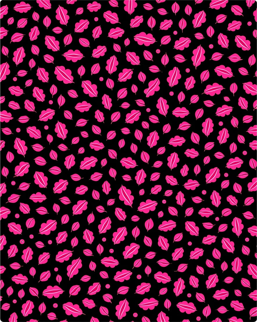 Bold Pink Leaf Pattern Rug