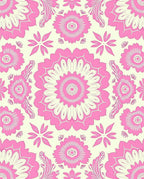 Pink Floral Kaleidoscope Mandala Rug