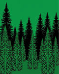 Emerald Green Forest Silhouette Rug