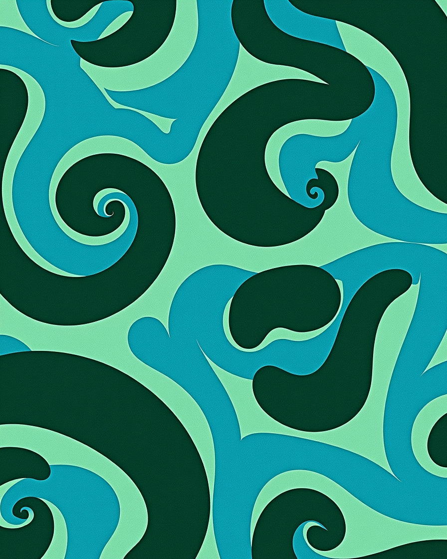 Teal Green Swirl Pattern Rug