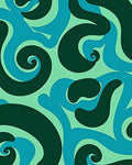 Teal Green Swirl Pattern Rug