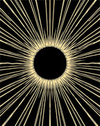 Black Sunburst Rays Art Rug