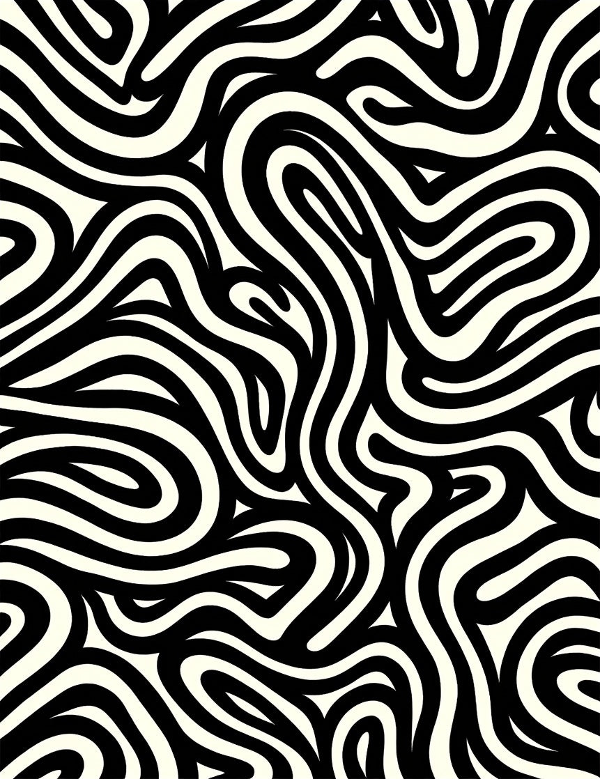 Abstract Black White Swirl Pattern Rug