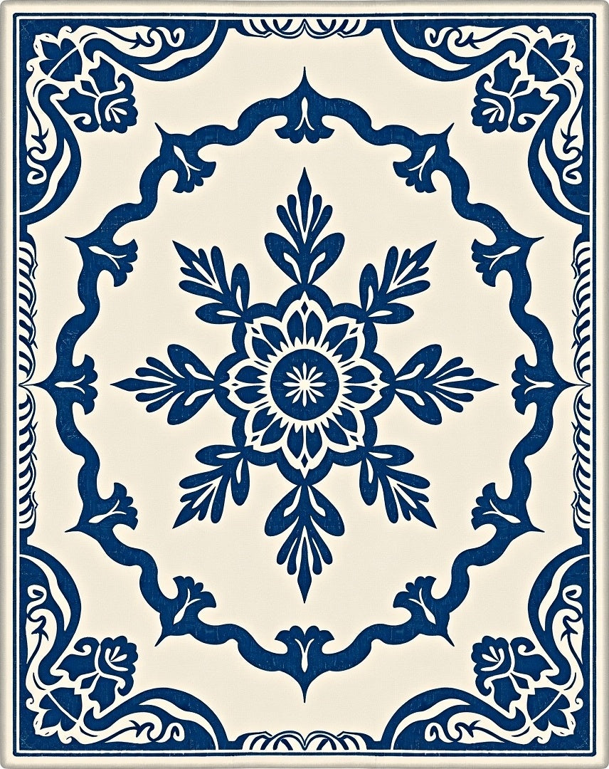 Classic Indigo Floral Medallion Rug