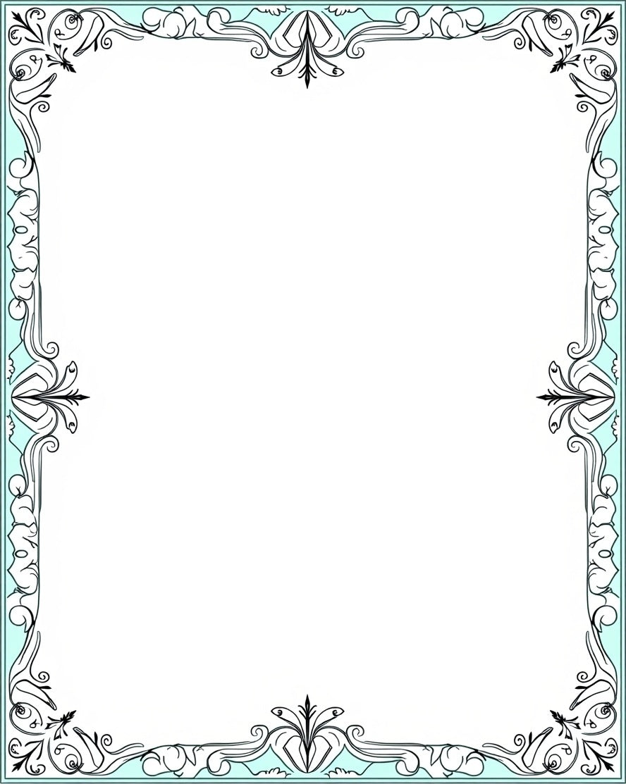 Ornate Scrollwork and Floral Border Design Rug