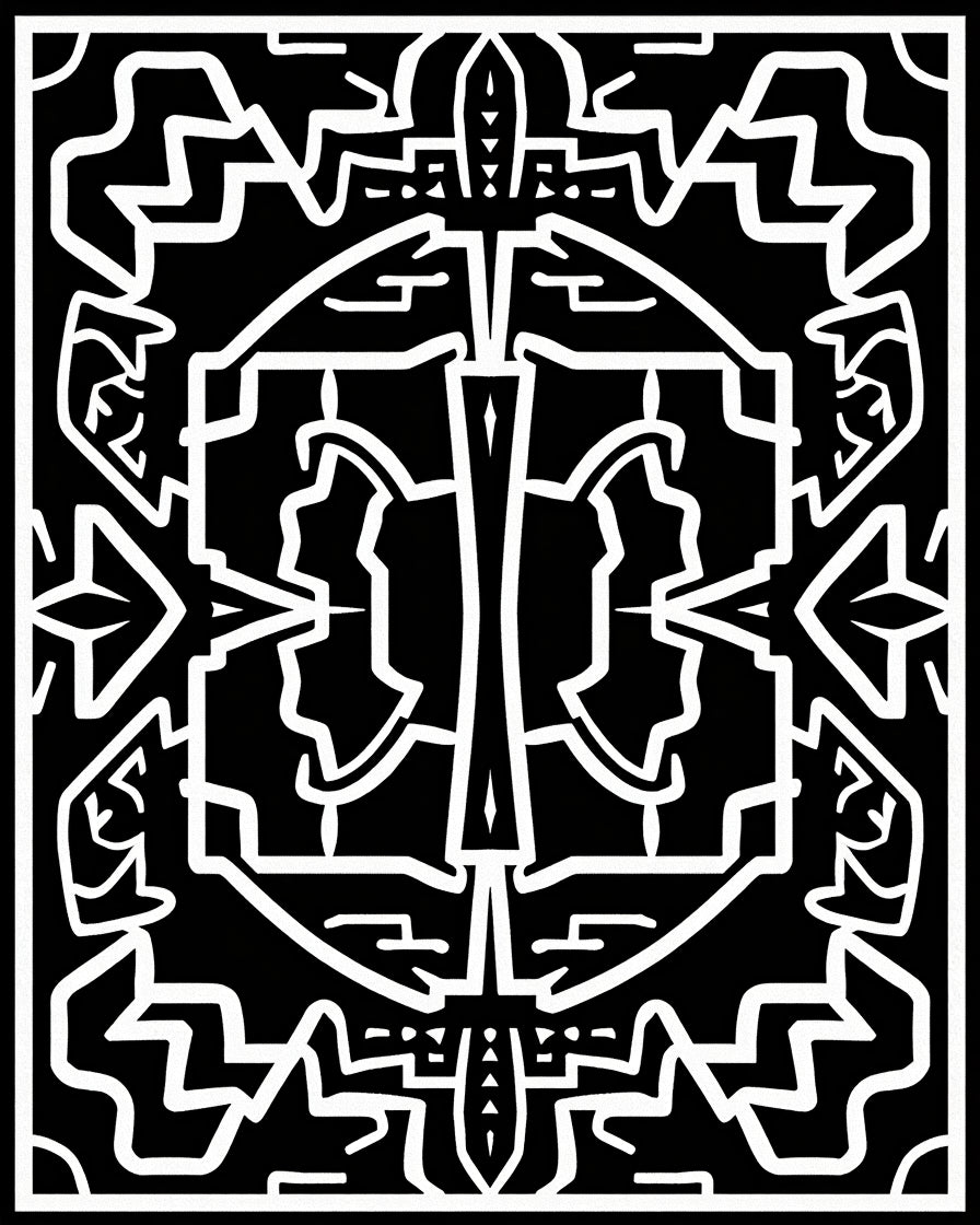Black And White Abstract Geometric Art Rug